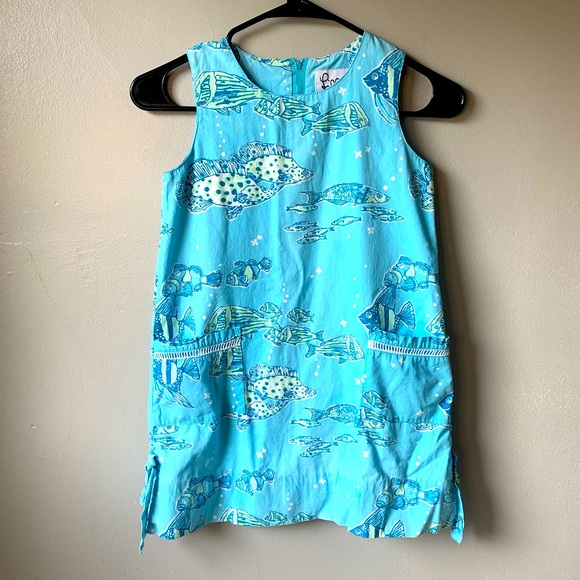 Lilly Pulitzer Vintage Blue  Fish Print Shift Dress - Picture 1 of 5
